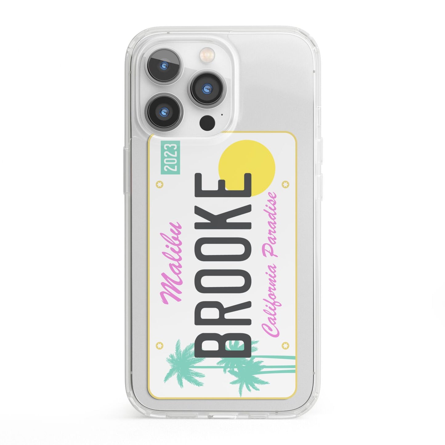 Personalised Malibu License Plate iPhone 13 Pro Clear Bumper Case