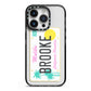Personalised Malibu License Plate iPhone 14 Pro Black Impact Case on Silver phone