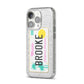 Personalised Malibu License Plate iPhone 14 Pro Glitter Tough Case Silver Angled Image