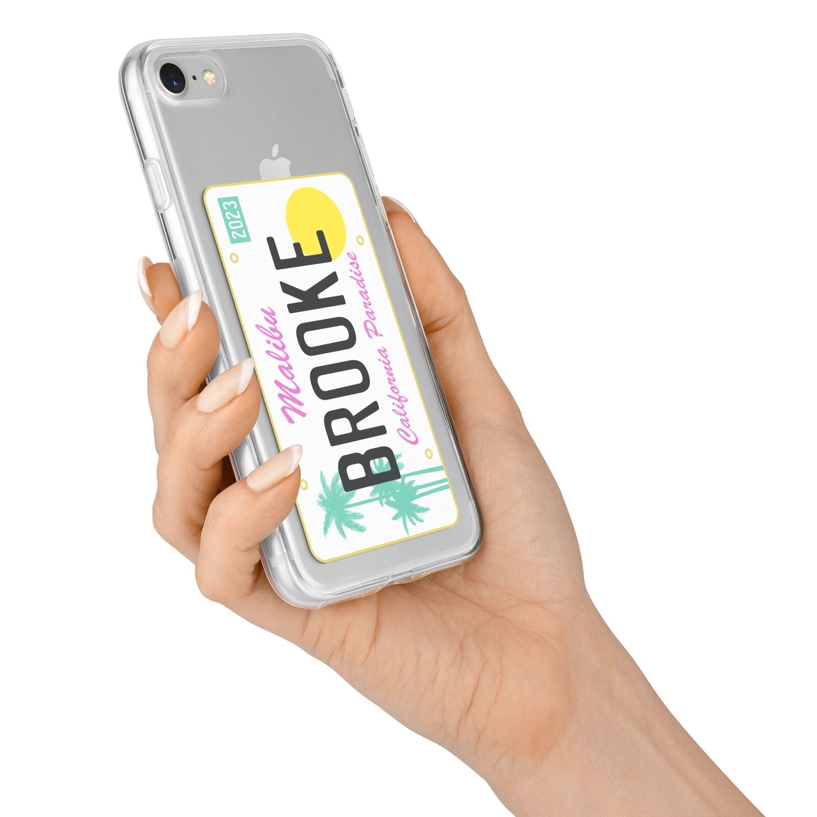 Personalised Malibu License Plate iPhone 7 Bumper Case on Silver iPhone Alternative Image