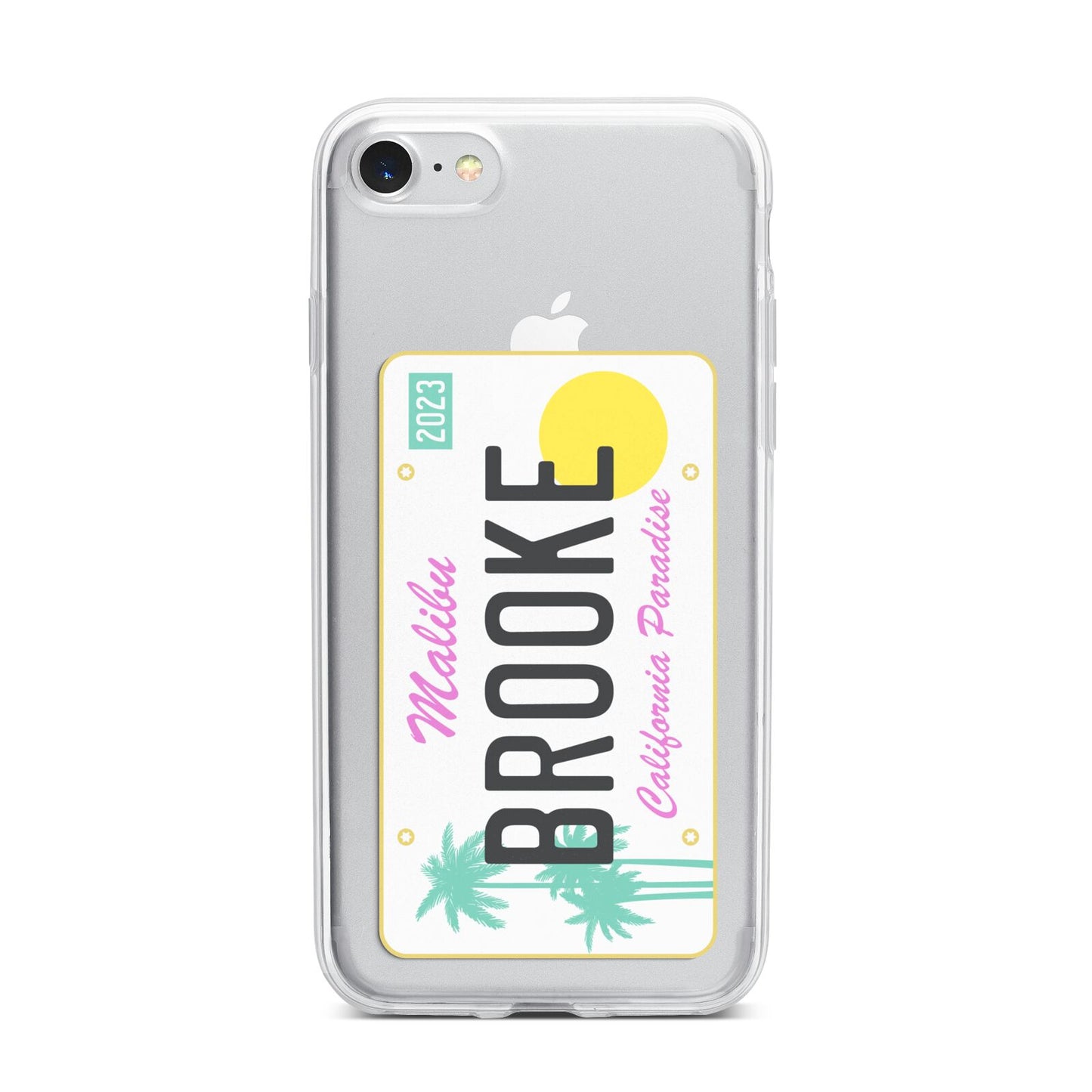 Personalised Malibu License Plate iPhone 7 Bumper Case on Silver iPhone