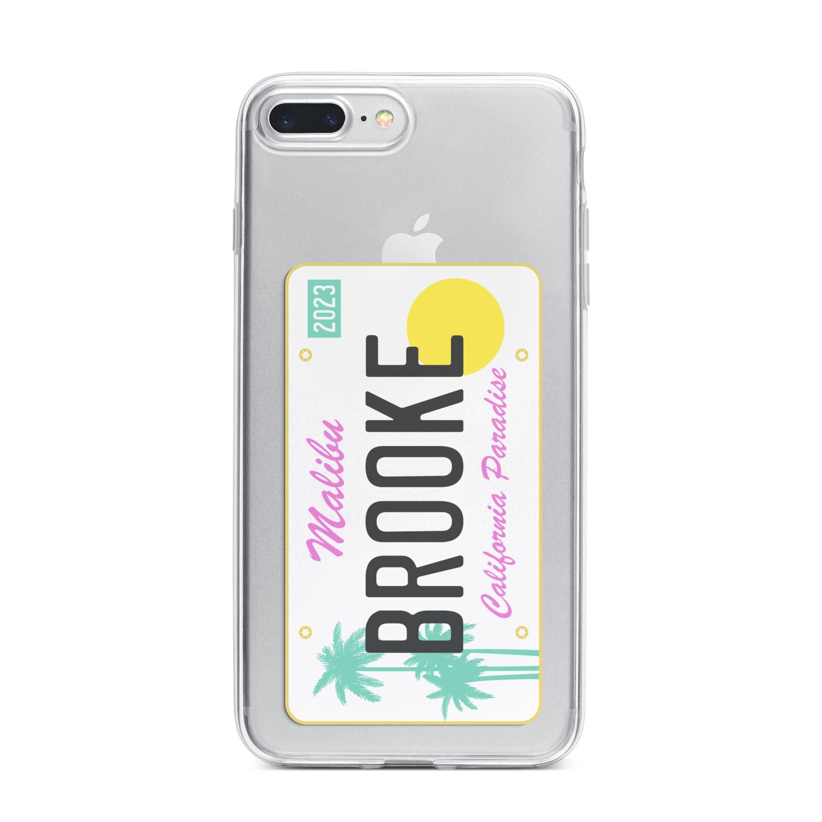 Personalised Malibu License Plate iPhone 7 Plus Bumper Case on Silver iPhone