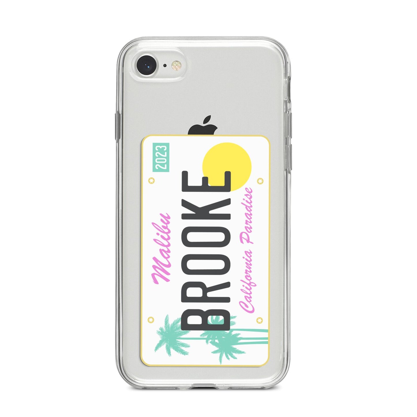 Personalised Malibu License Plate iPhone 8 Bumper Case on Silver iPhone