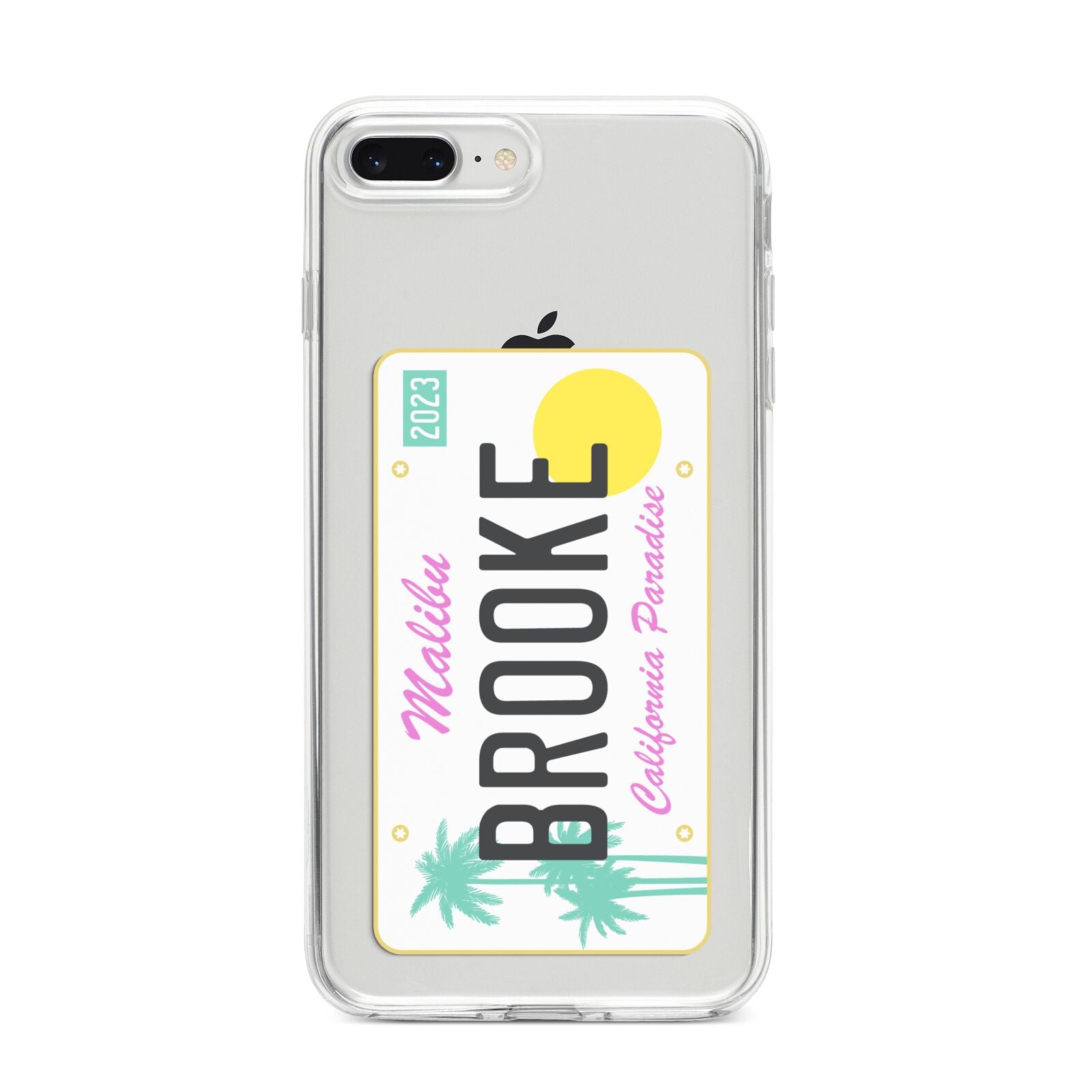 Personalised Malibu License Plate iPhone 8 Plus Bumper Case on Silver iPhone