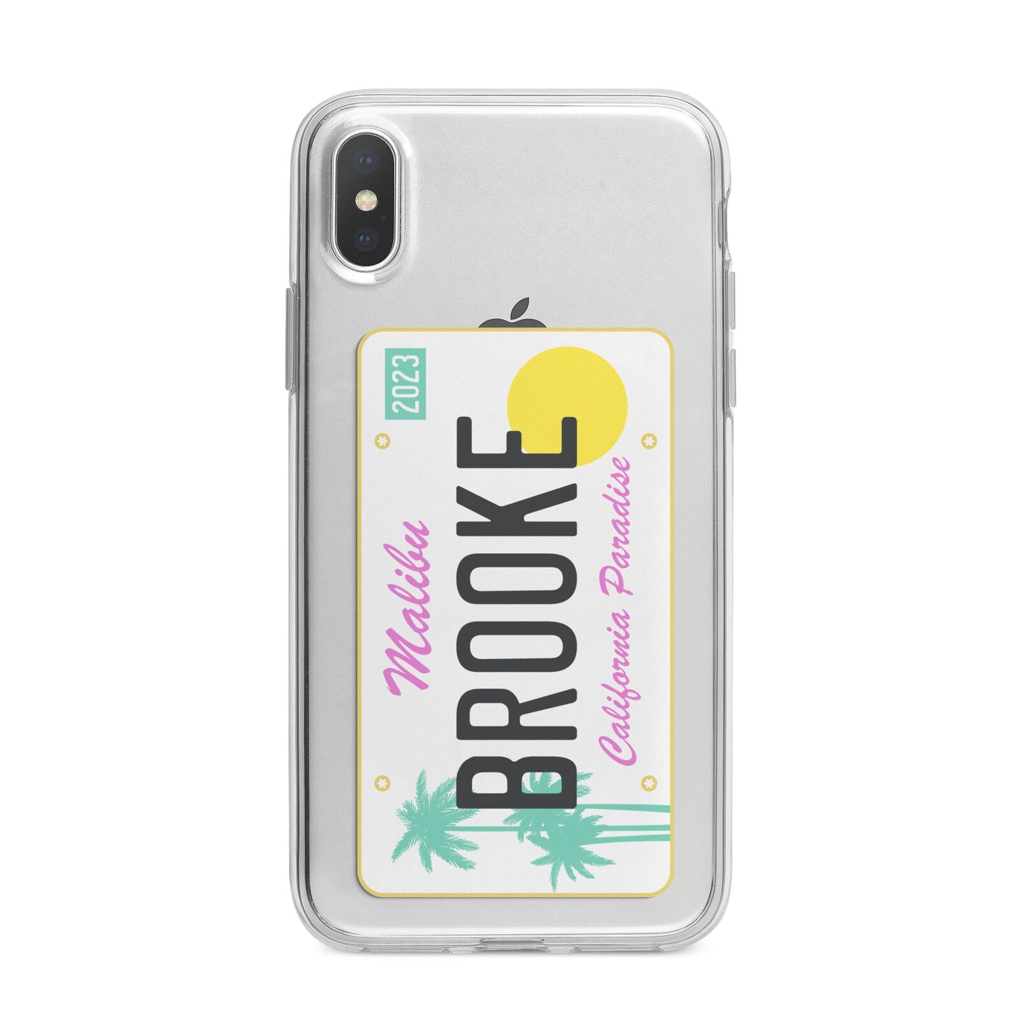 Personalised Malibu License Plate iPhone X Bumper Case on Silver iPhone Alternative Image 1