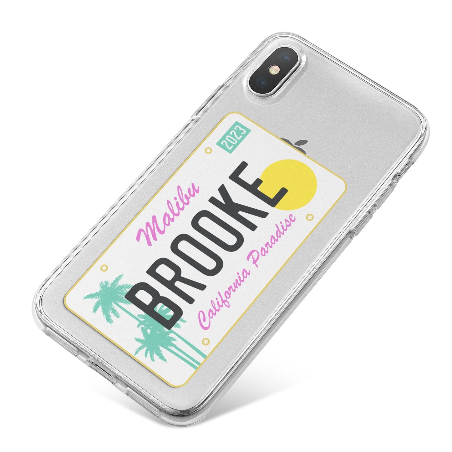 Personalised Malibu License Plate iPhone X Bumper Case on Silver iPhone