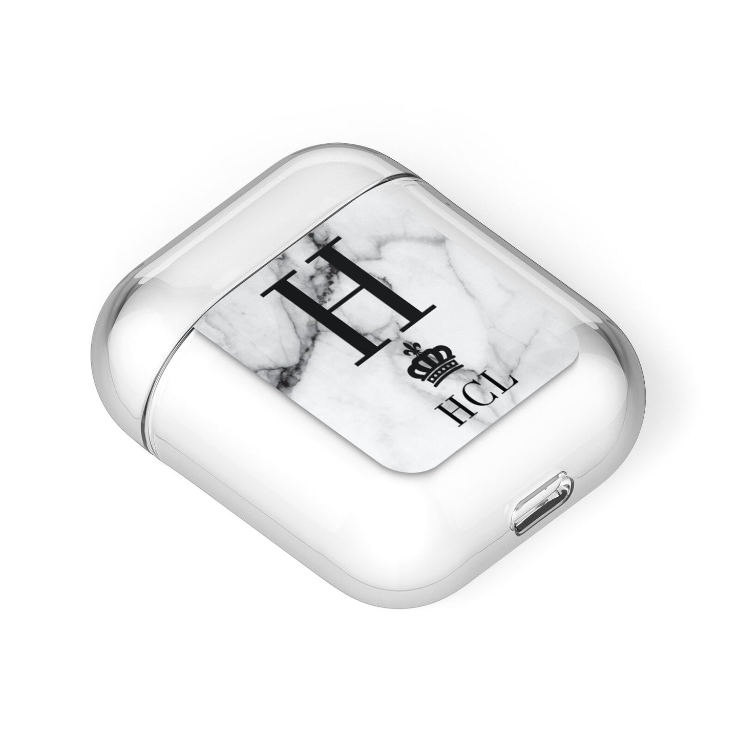 Personalised Marble Big Small Initials AirPods Case Laid Flat