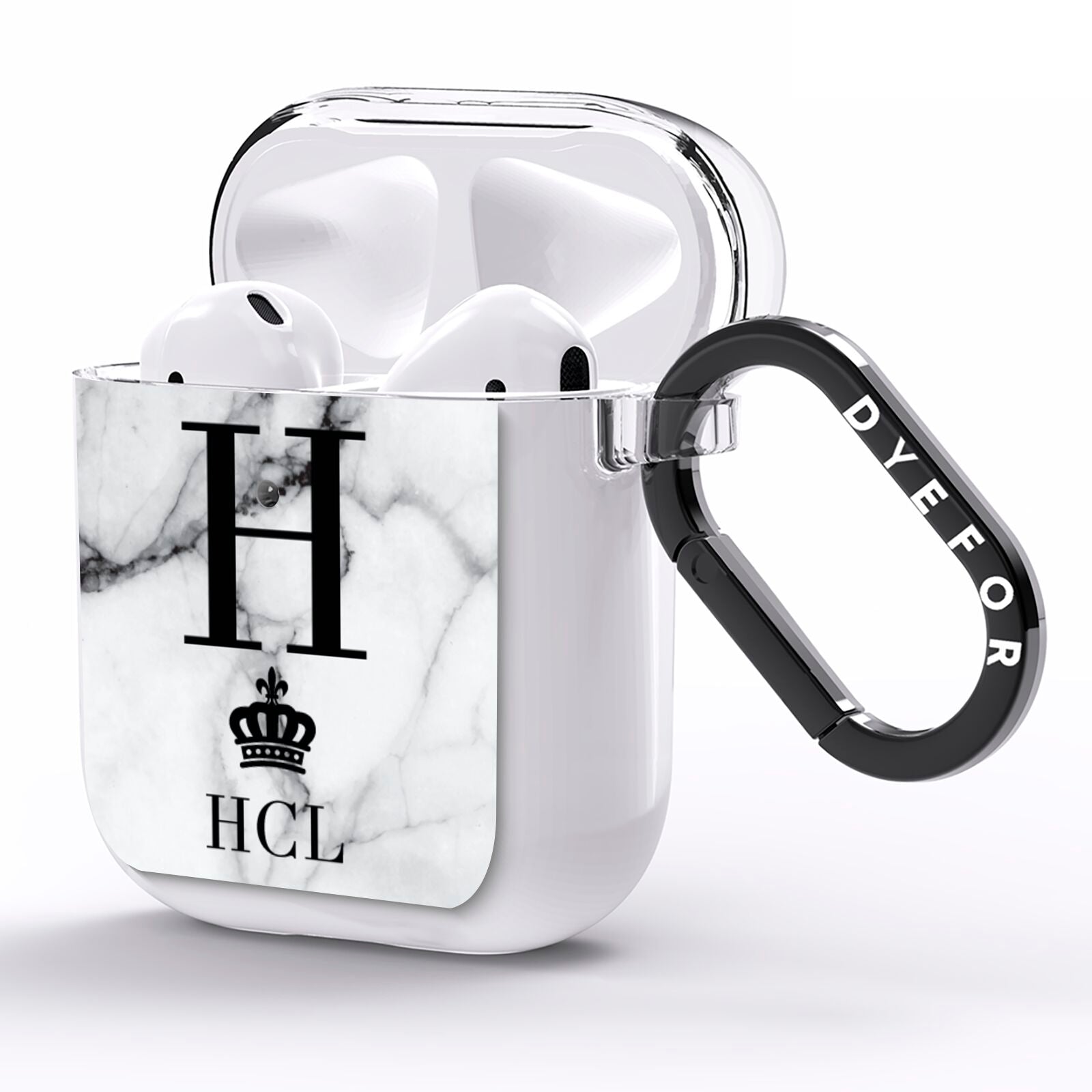 Personalised Marble Big Small Initials AirPods Clear Case Side Image