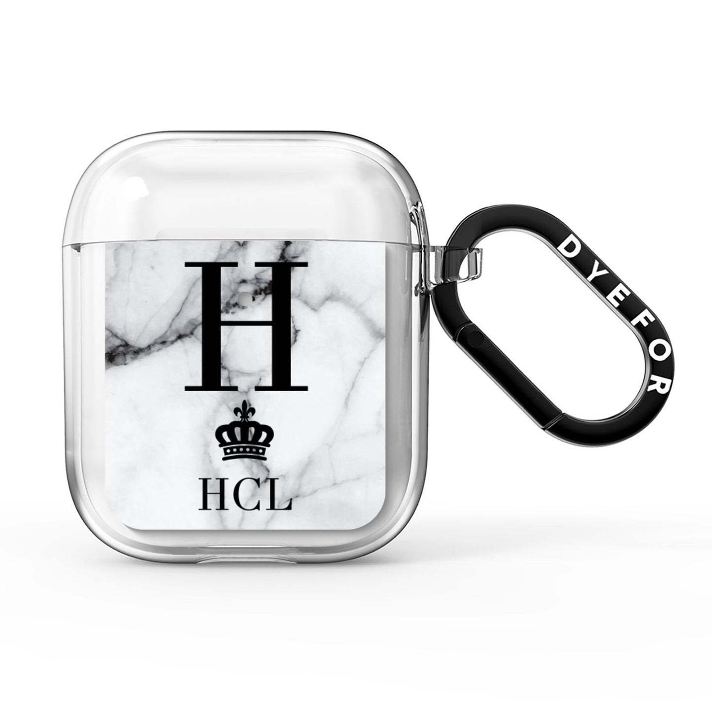 Personalised Marble Big Small Initials AirPods Clear Case