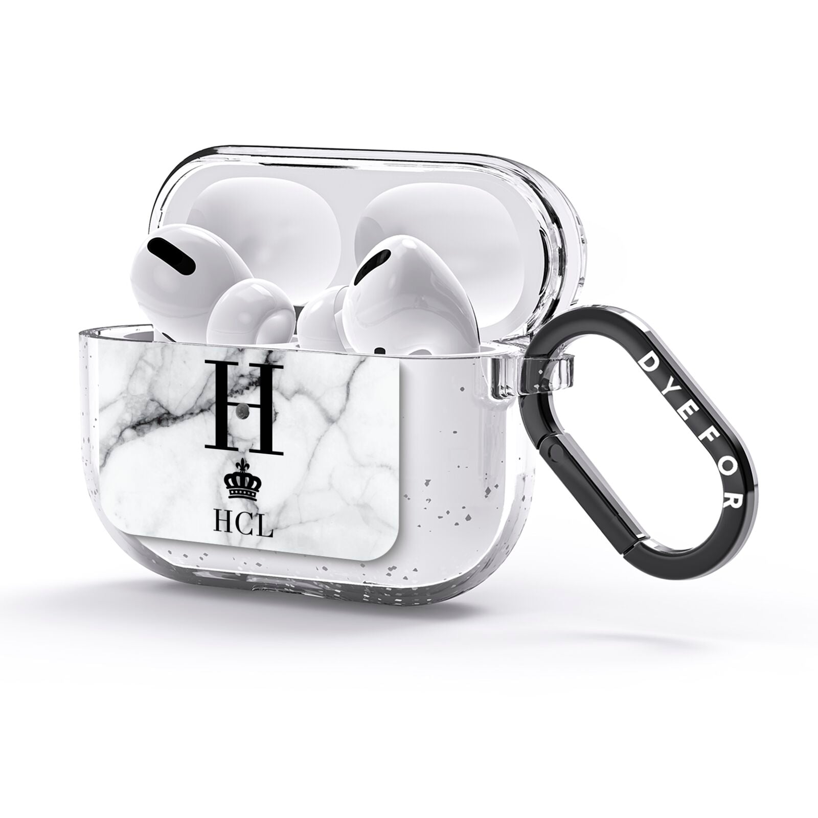 Personalised Marble Big Small Initials AirPods Glitter Case 3rd Gen Side Image