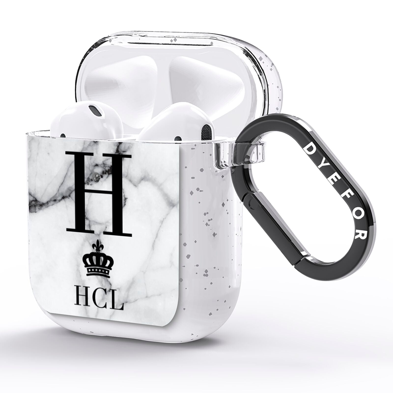 Personalised Marble Big Small Initials AirPods Glitter Case Side Image