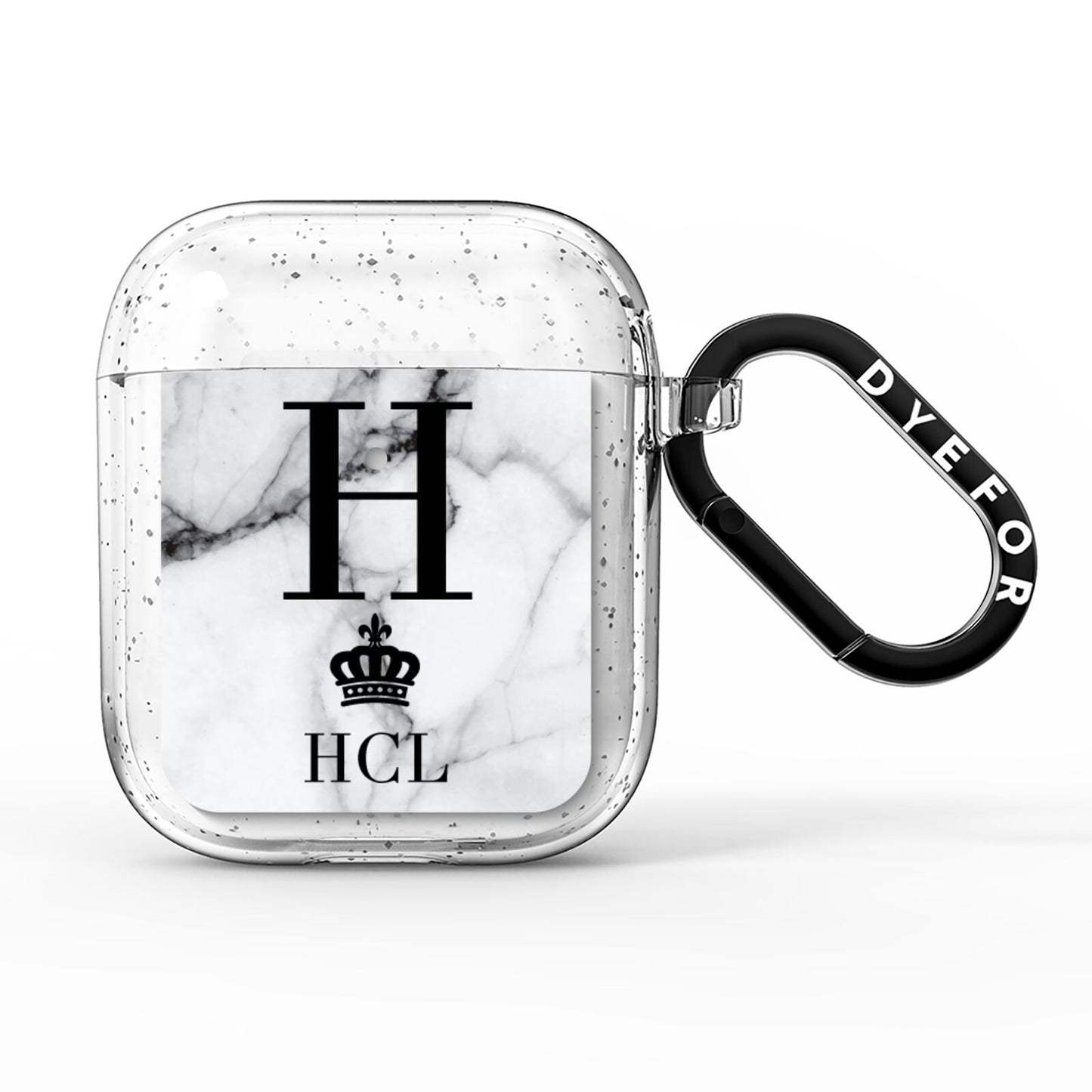 Personalised Marble Big Small Initials AirPods Glitter Case