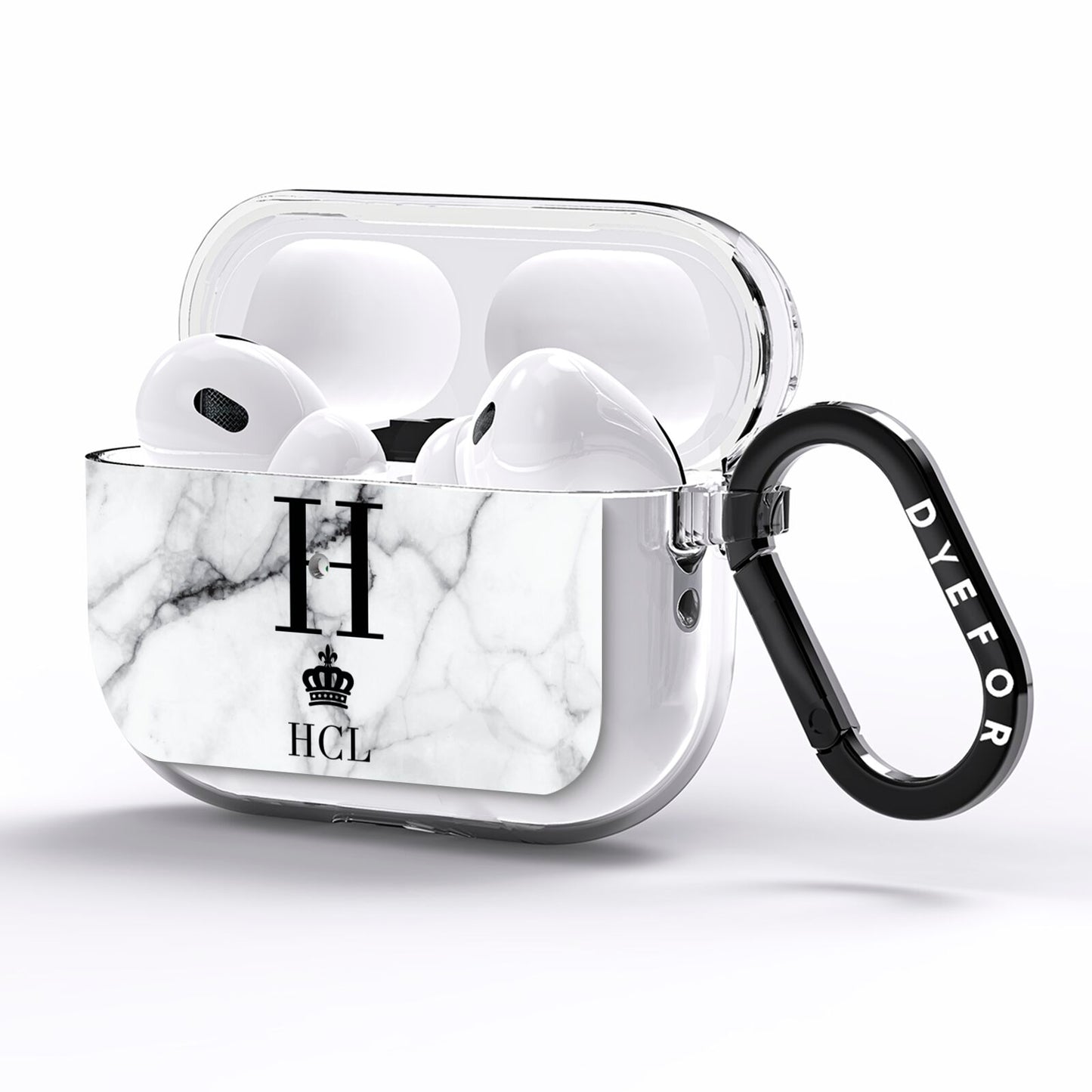 Personalised Marble Big Small Initials AirPods Pro Clear Case Side Image