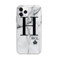 Personalised Marble Big Small Initials Apple iPhone 11 Pro in Silver with Bumper Case