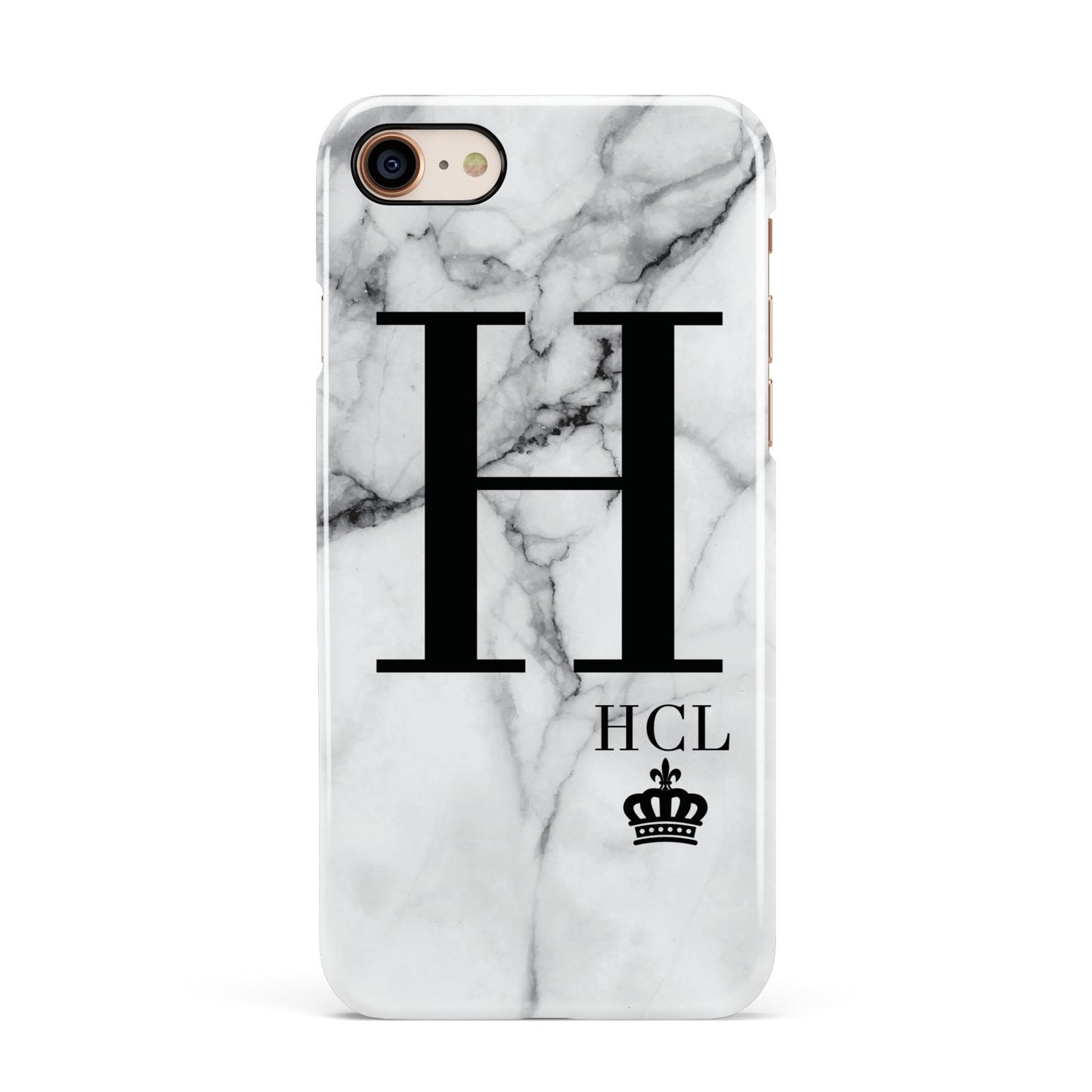 Personalised Marble Big Small Initials Apple iPhone 7 8 3D Snap Case