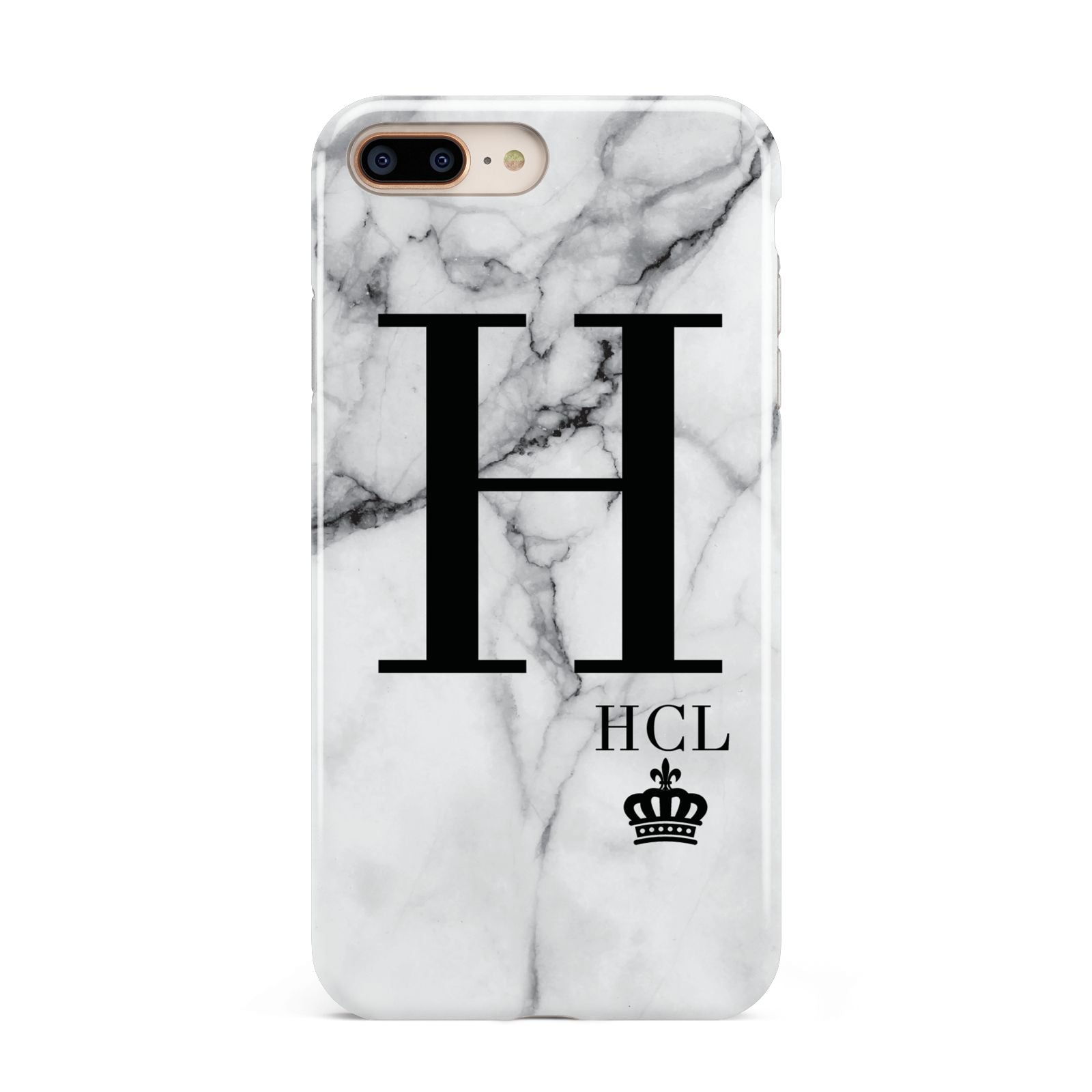 Personalised Marble Big Small Initials Apple iPhone 7 8 Plus 3D Tough Case