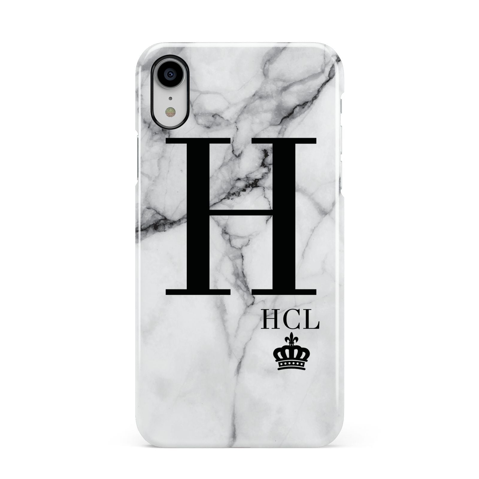 Personalised Marble Big Small Initials Apple iPhone XR White 3D Snap Case