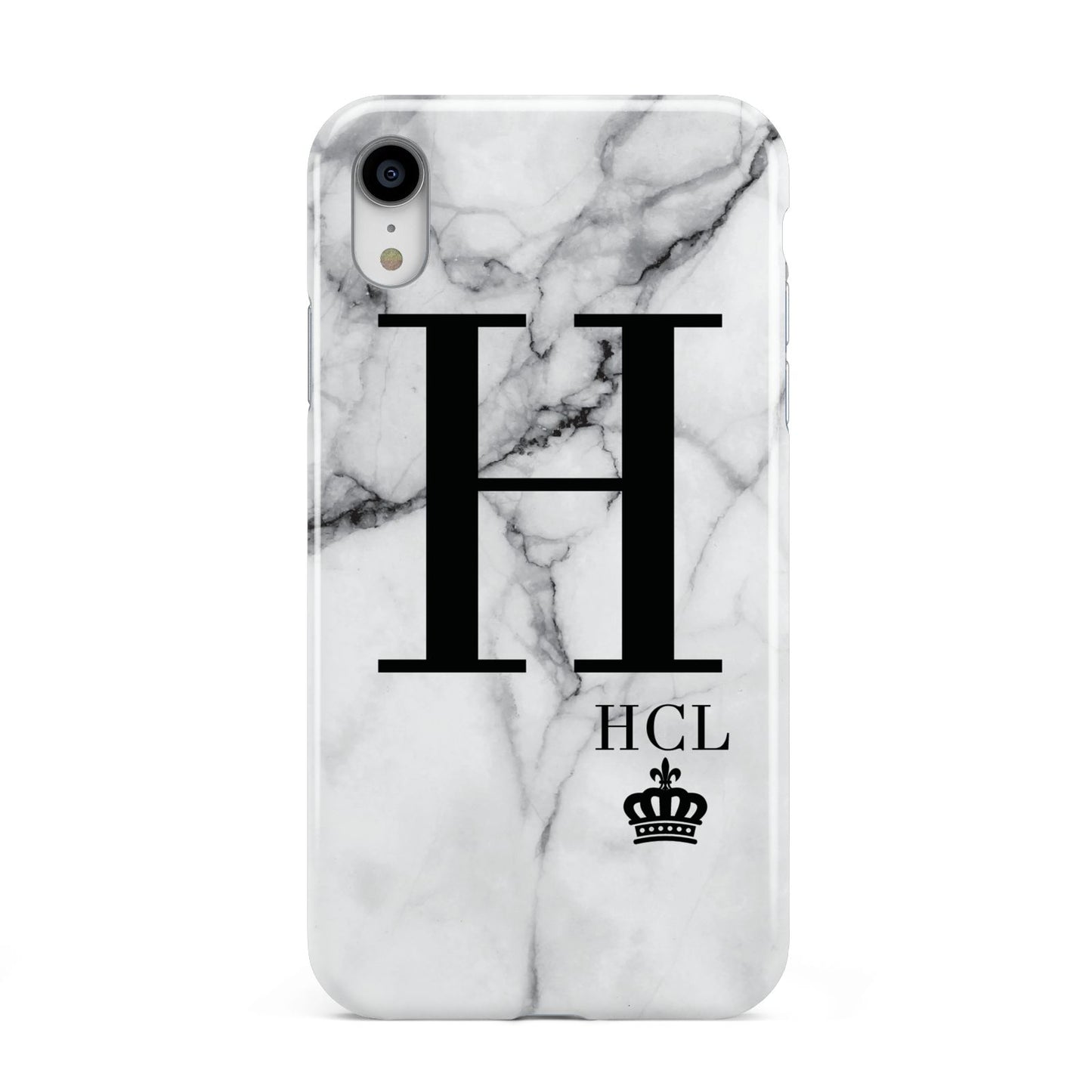 Personalised Marble Big Small Initials Apple iPhone XR White 3D Tough Case