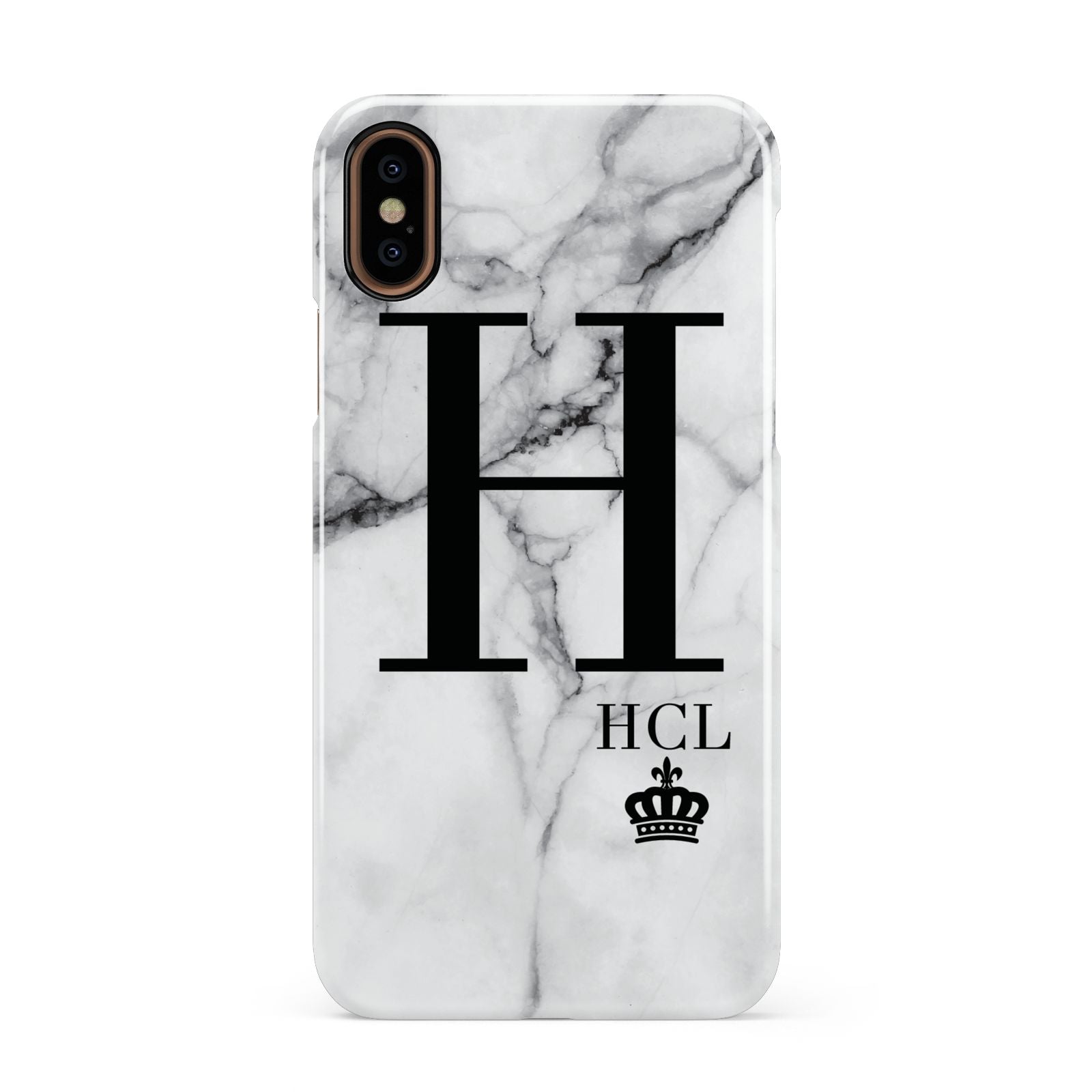Personalised Marble Big Small Initials Apple iPhone XS 3D Snap Case