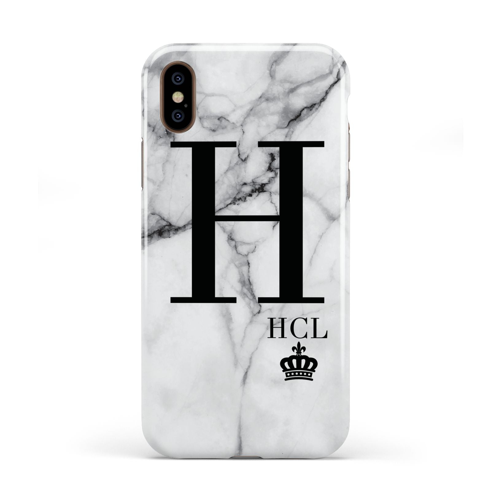 Personalised Marble Big Small Initials Apple iPhone XS 3D Tough
