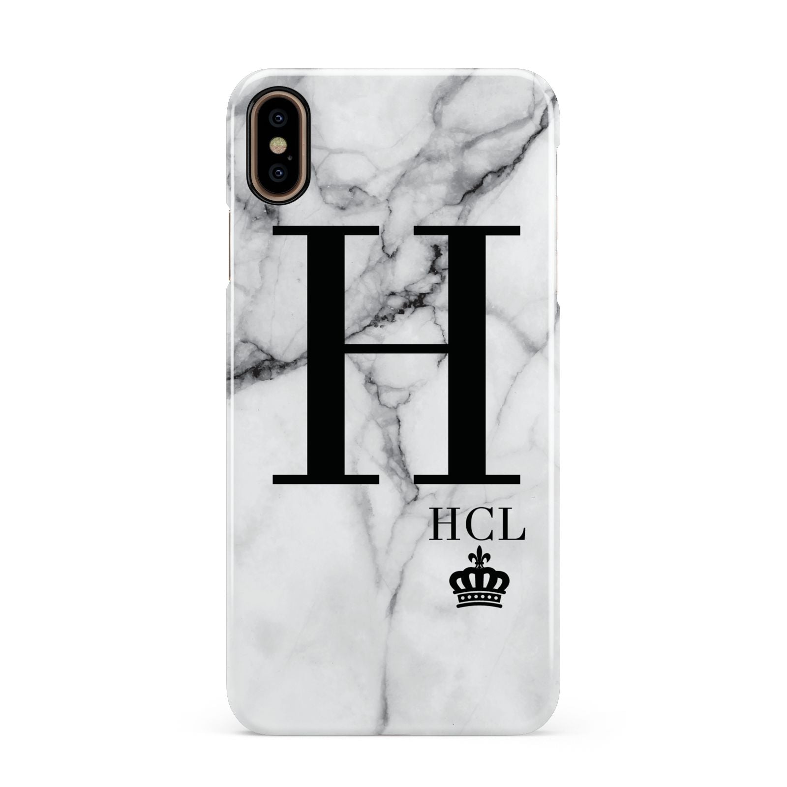 Personalised Marble Big Small Initials Apple iPhone Xs Max 3D Snap Case