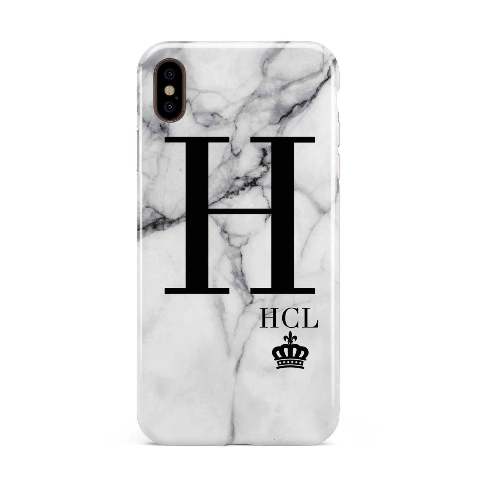 Personalised Marble Big Small Initials Apple iPhone Xs Max 3D Tough Case