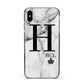 Personalised Marble Big Small Initials Apple iPhone Xs Max Impact Case Black Edge on Black Phone