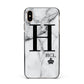 Personalised Marble Big Small Initials Apple iPhone Xs Max Impact Case Black Edge on Gold Phone
