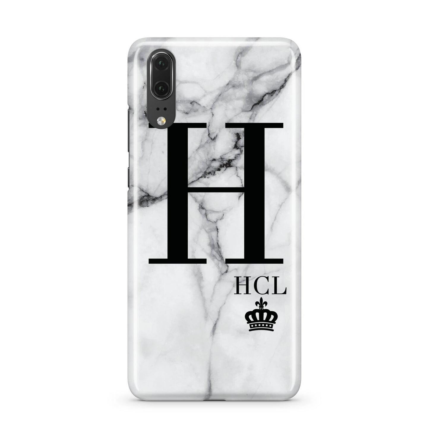 Personalised Marble Big Small Initials Huawei P20 Phone Case
