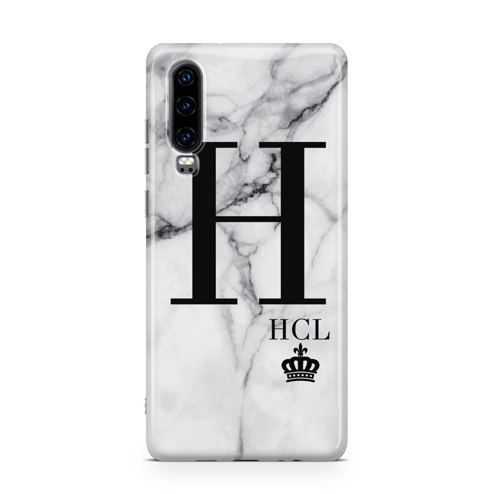 Personalised Marble Big Small Initials Huawei P30 Phone Case