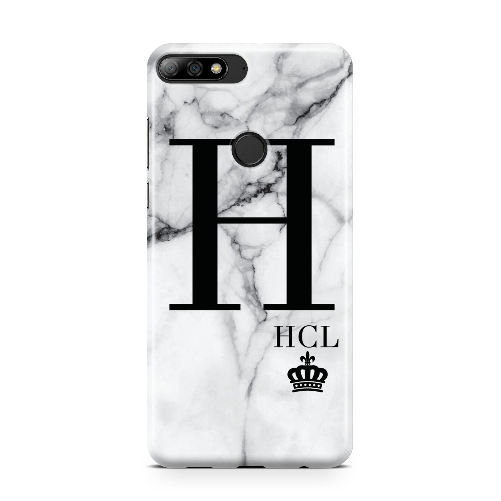 Personalised Marble Big Small Initials Huawei Y7 2018