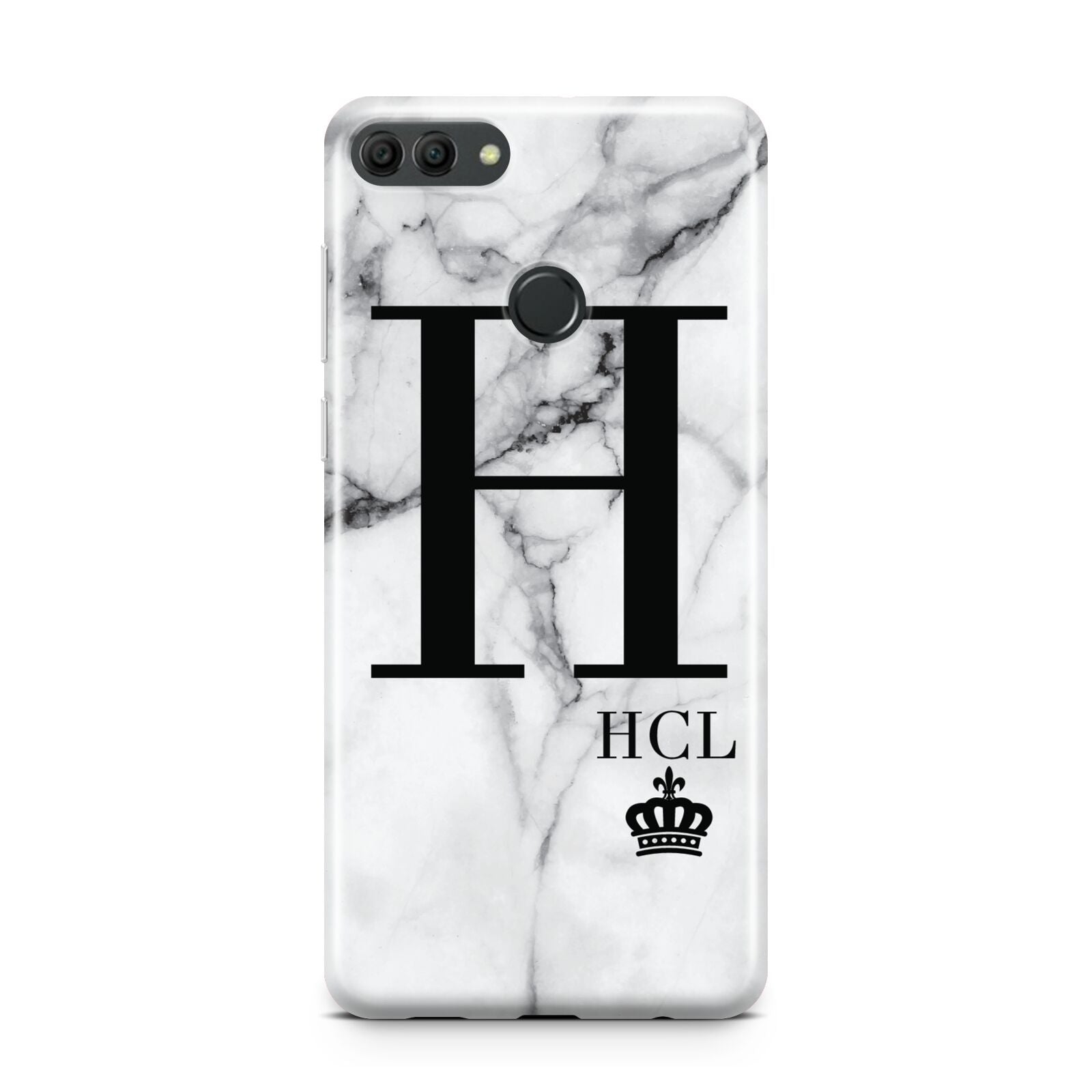 Personalised Marble Big Small Initials Huawei Y9 2018