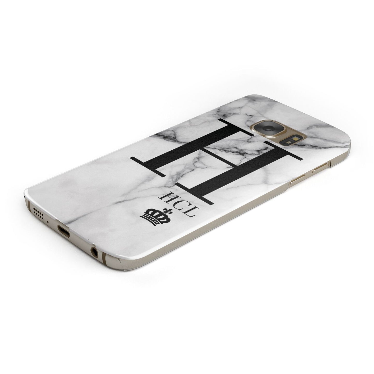 Personalised Marble Big Small Initials Protective Samsung Galaxy Case Angled Image