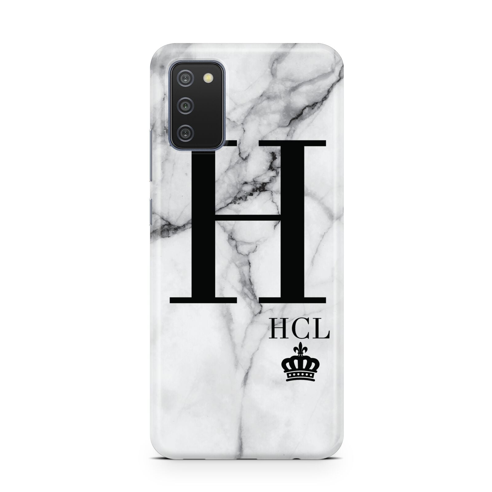 Personalised Marble Big Small Initials Samsung A02s Case