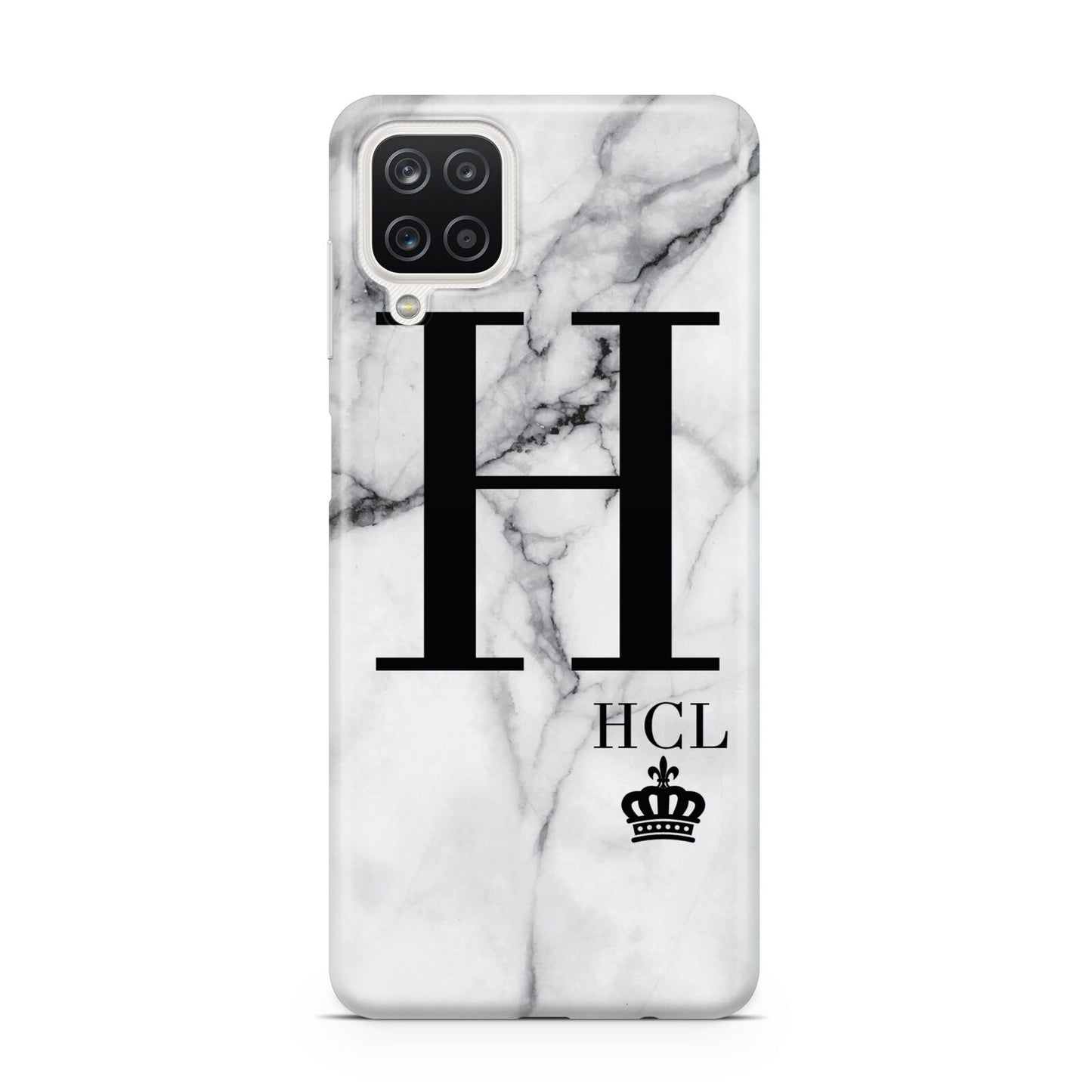 Personalised Marble Big Small Initials Samsung A12 Case
