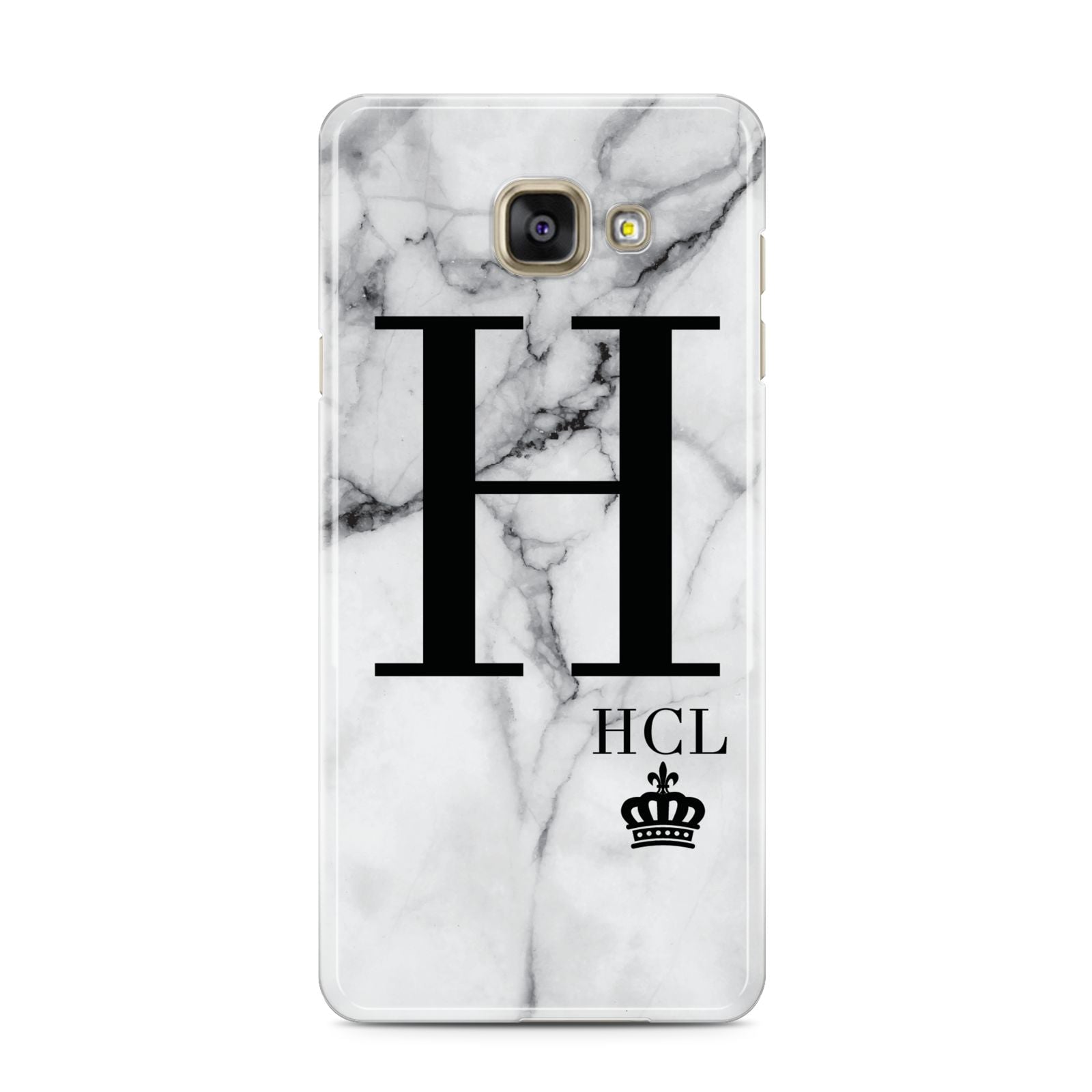 Personalised Marble Big Small Initials Samsung Galaxy A3 2016 Case on gold phone