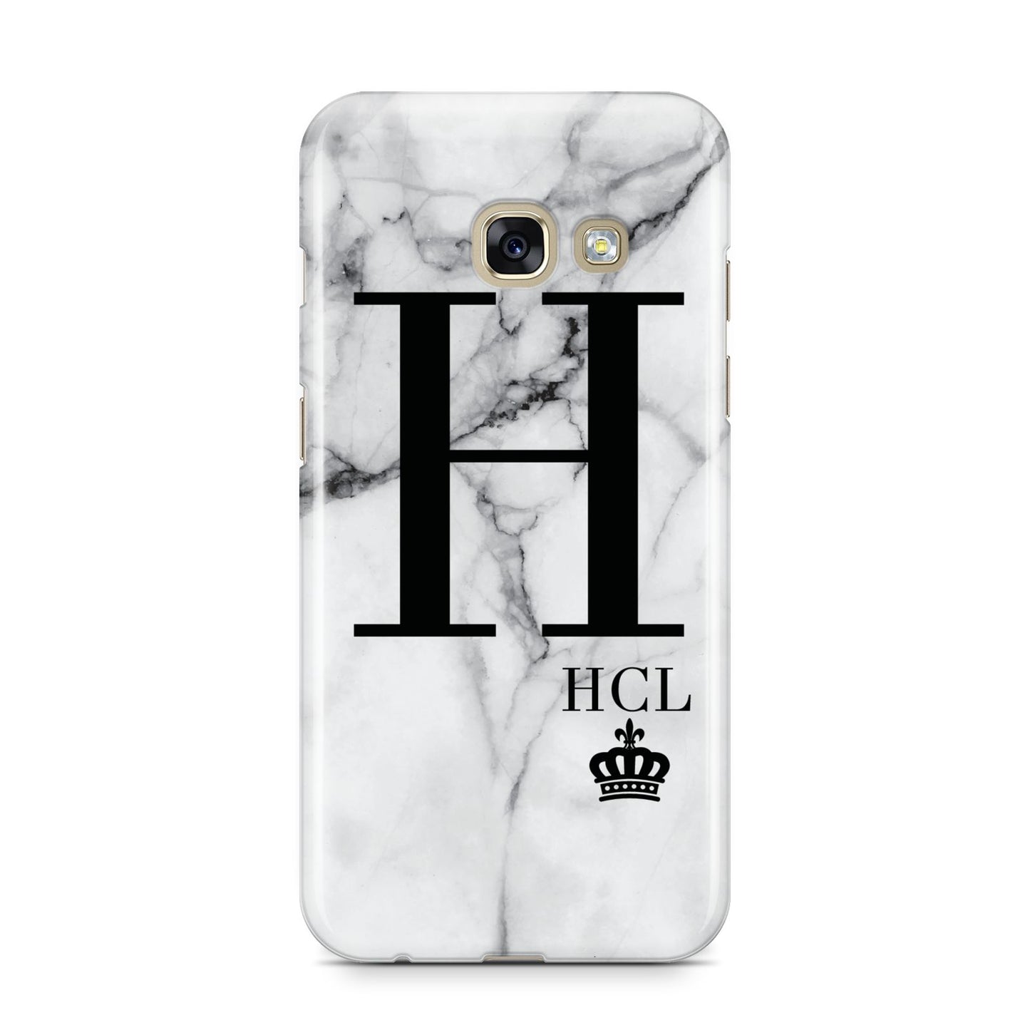 Personalised Marble Big Small Initials Samsung Galaxy A3 2017 Case on gold phone