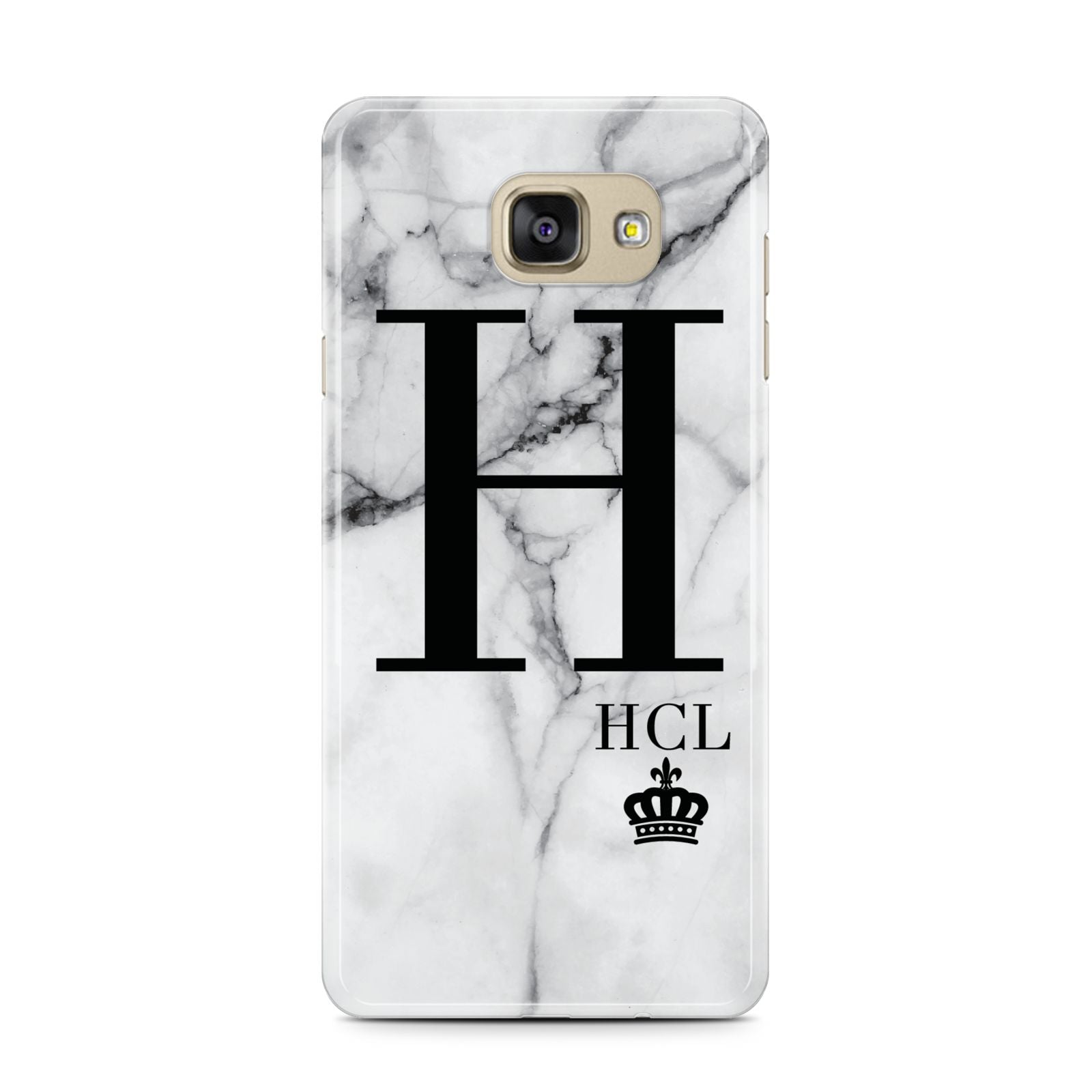 Personalised Marble Big Small Initials Samsung Galaxy A7 2016 Case on gold phone