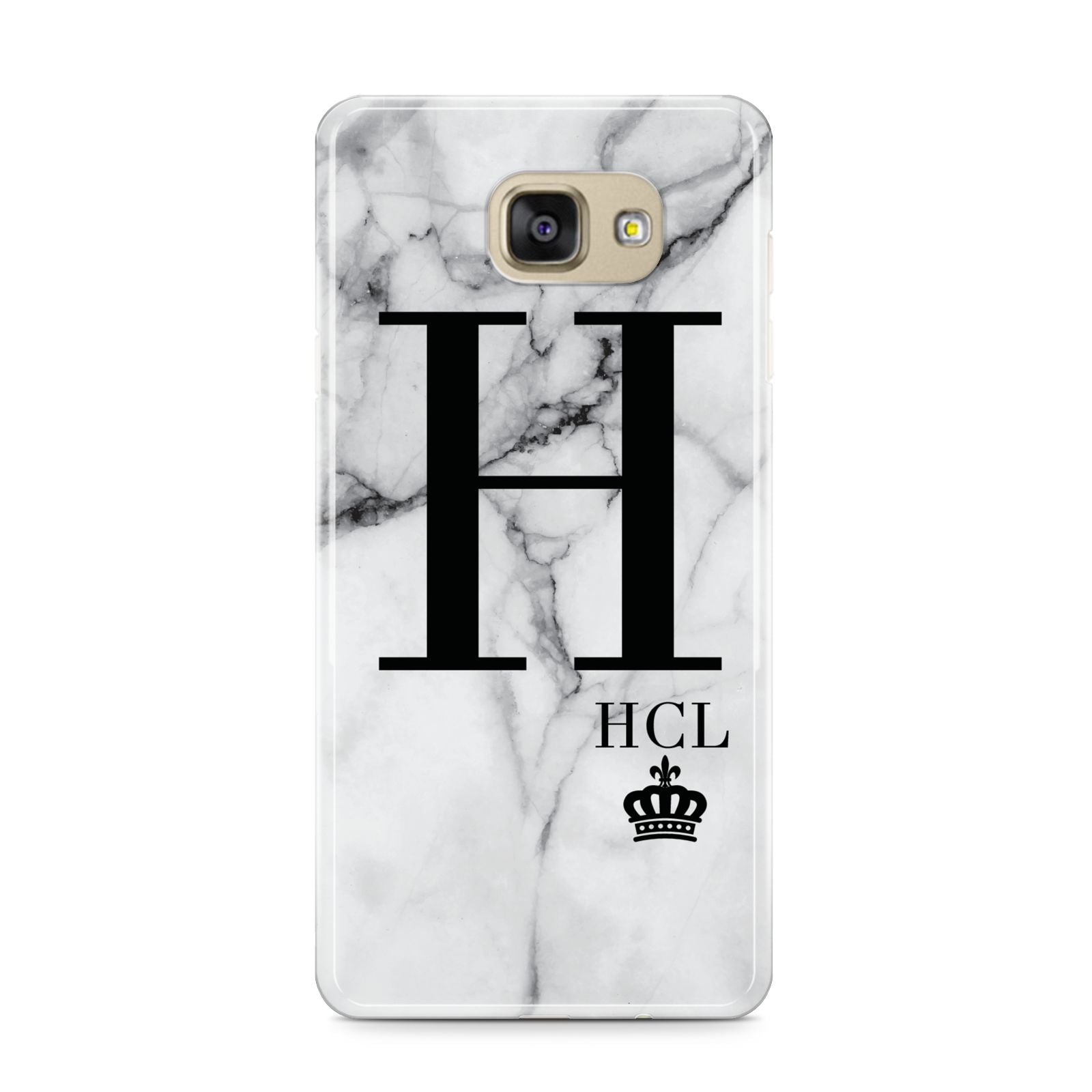 Personalised Marble Big Small Initials Samsung Galaxy A9 2016 Case on gold phone