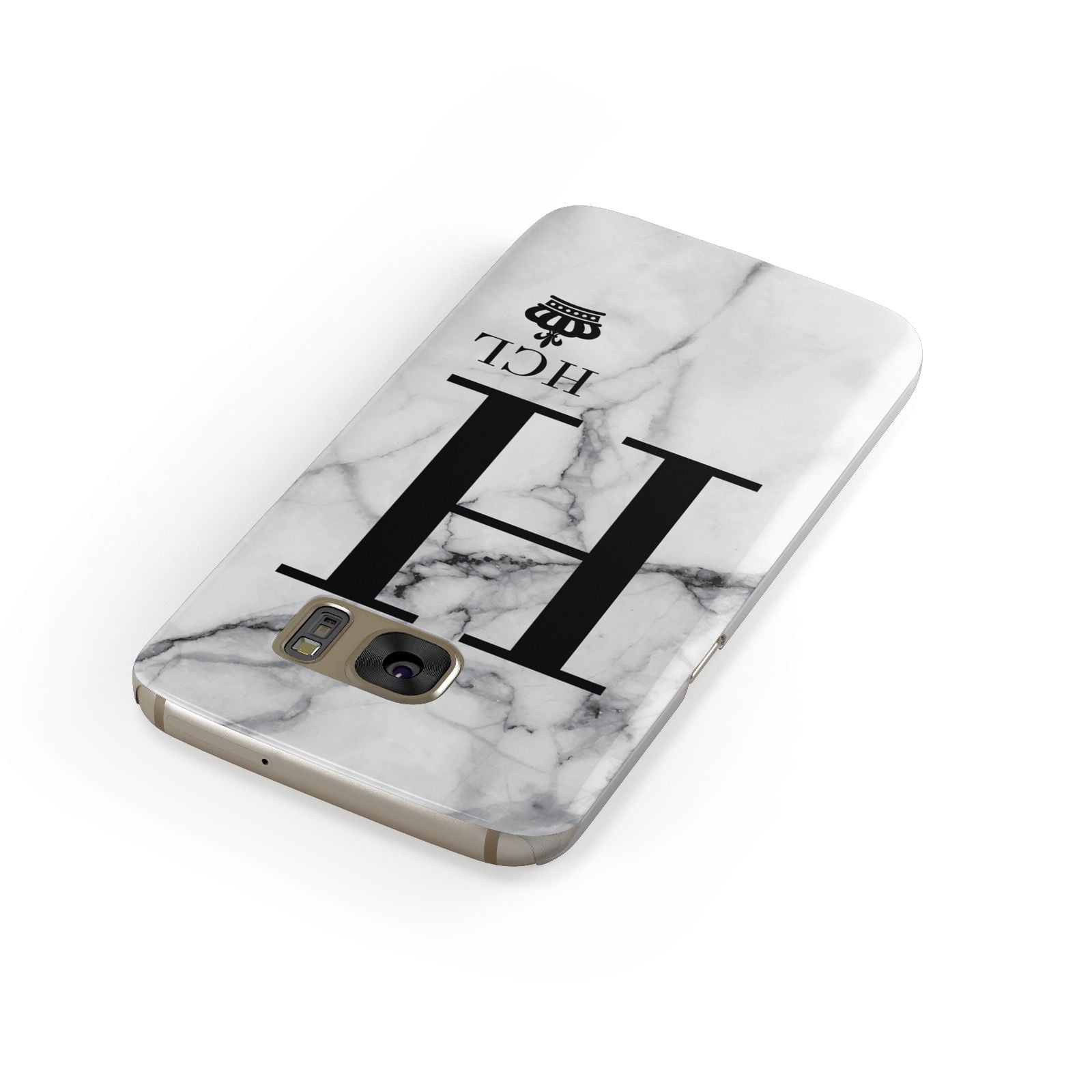 Personalised Marble Big Small Initials Samsung Galaxy Case Front Close Up