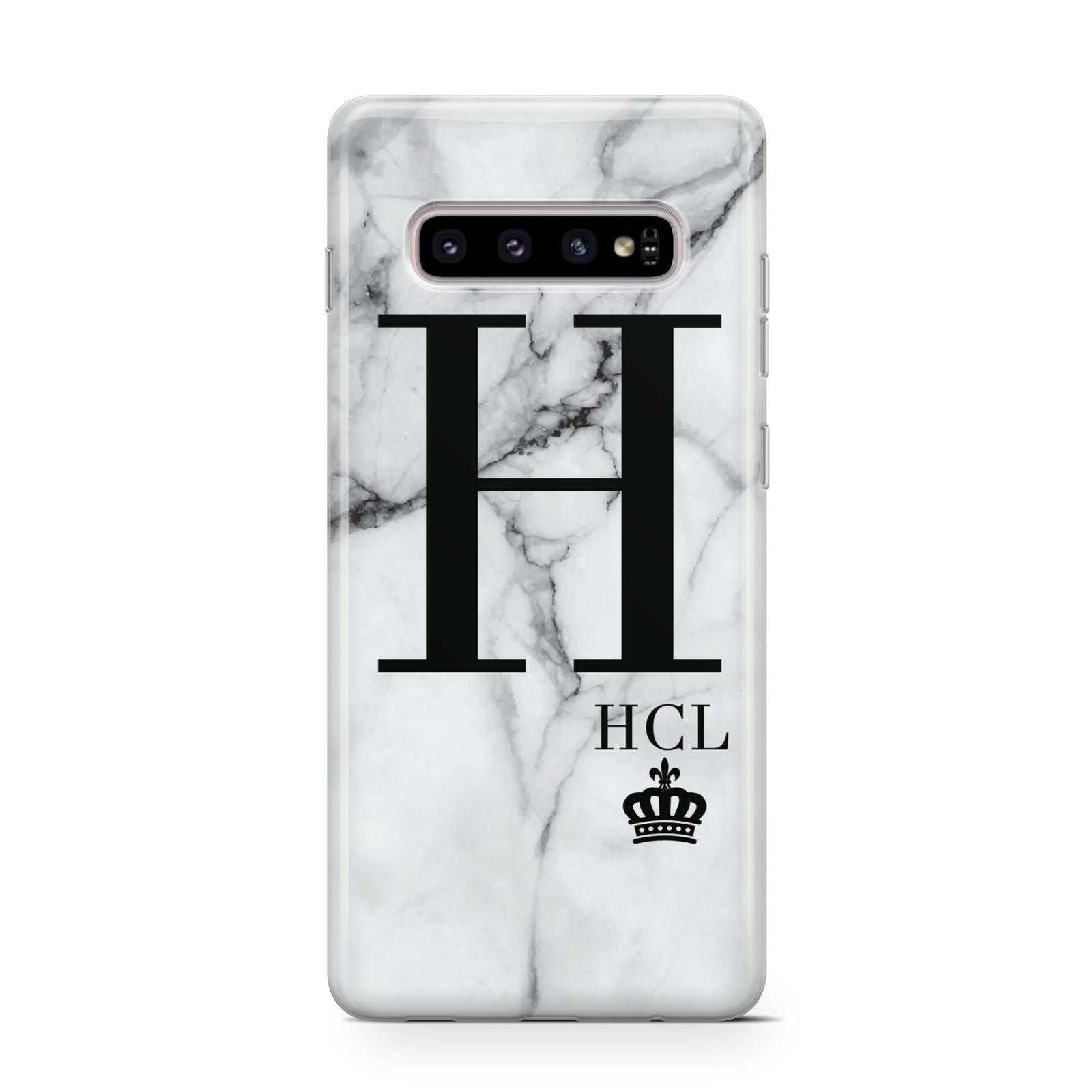 Personalised Marble Big Small Initials Samsung Galaxy S10 Case