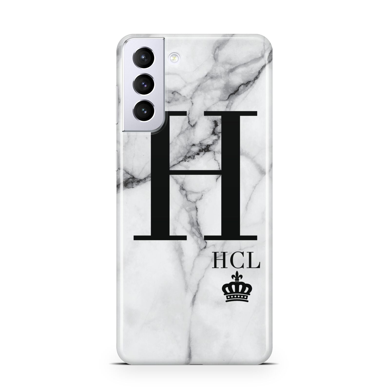 Personalised Marble Big Small Initials Samsung S21 Plus Phone Case