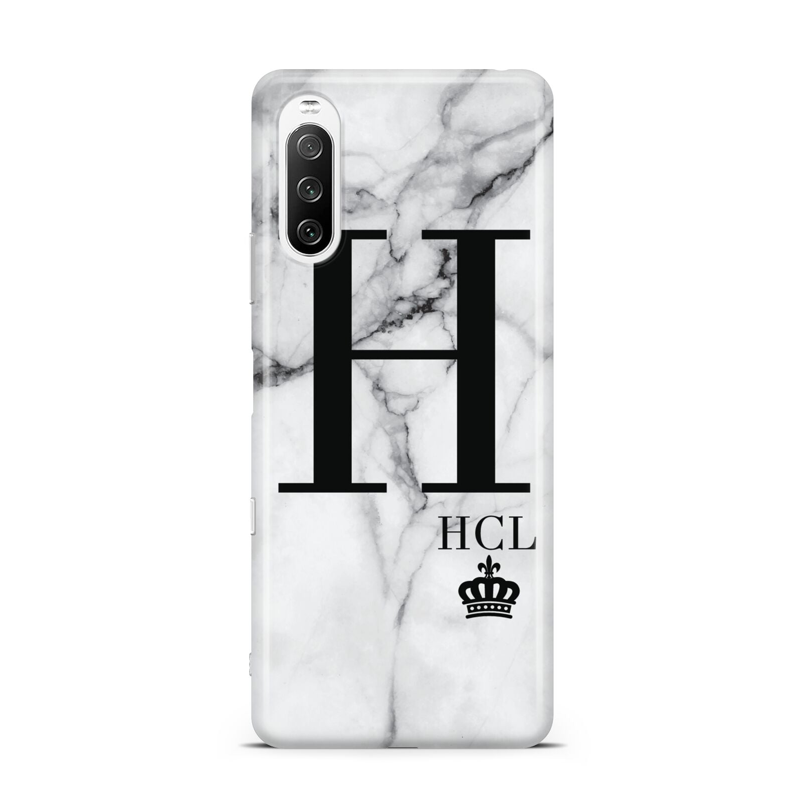Personalised Marble Big Small Initials Sony Xperia 10 III Case