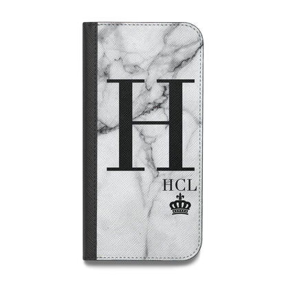 Personalised Marble Big Small Initials Vegan Leather Flip Samsung Case
