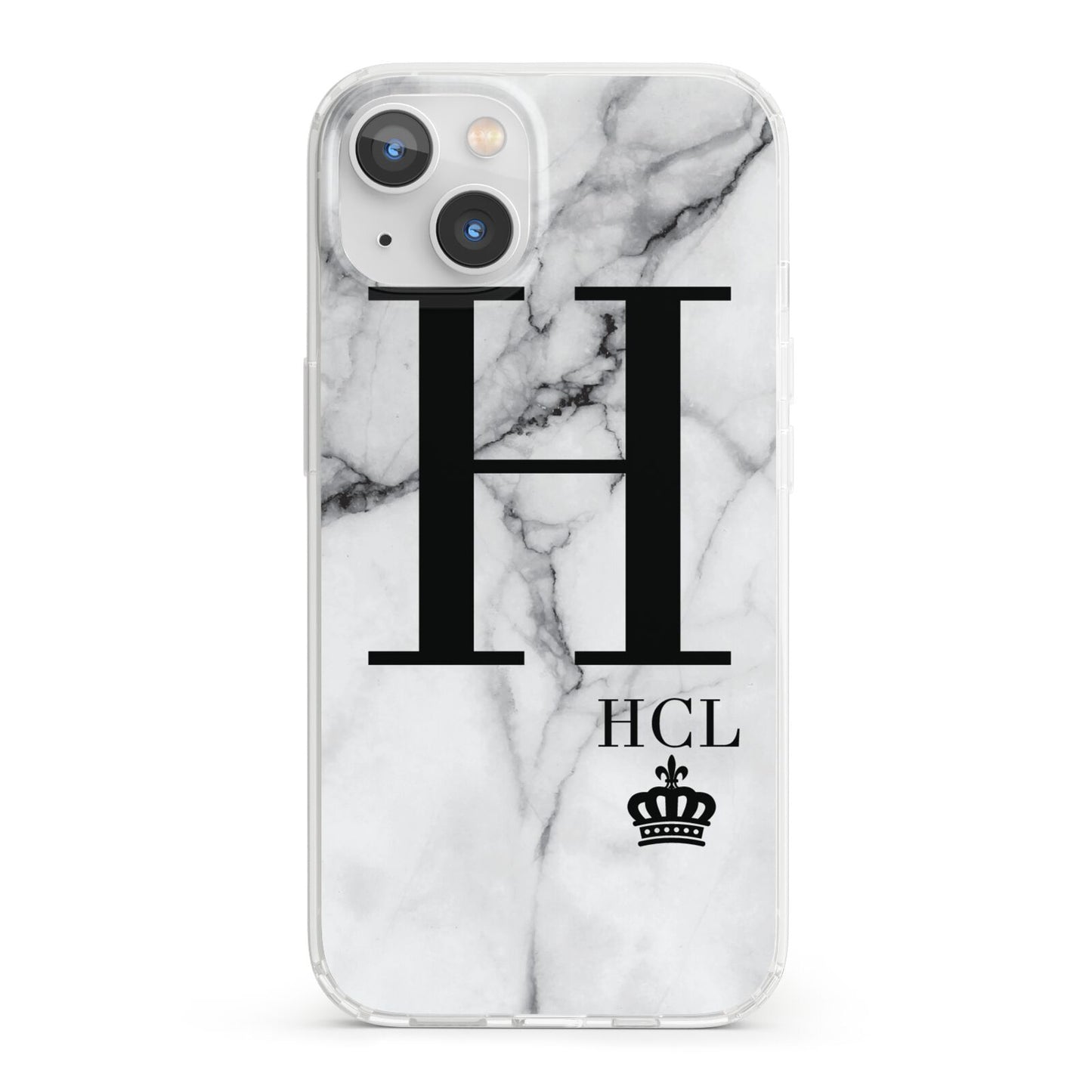 Personalised Marble Big Small Initials iPhone 13 Clear Bumper Case
