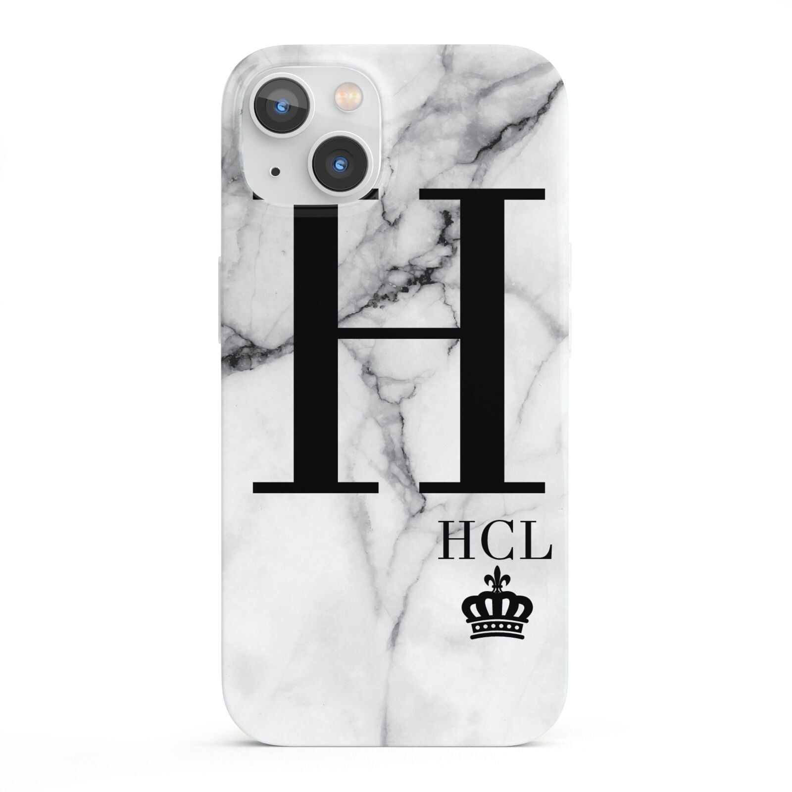 Personalised Marble Big Small Initials iPhone 13 Full Wrap 3D Snap Case
