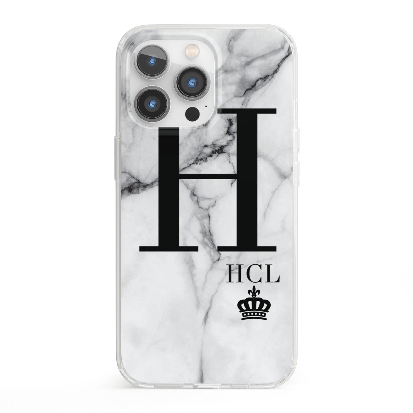 Personalised Marble Big Small Initials iPhone 13 Pro Clear Bumper Case