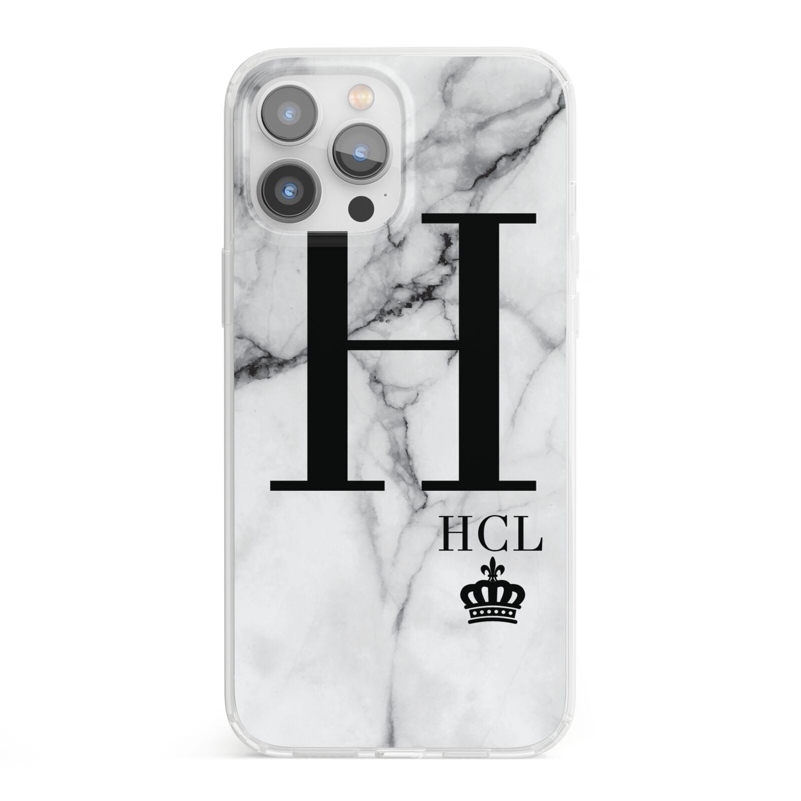 Personalised Marble Big Small Initials iPhone 13 Pro Max Clear Bumper Case