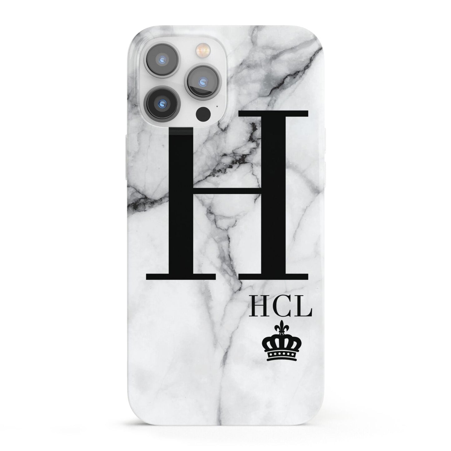 Personalised Marble Big Small Initials iPhone 13 Pro Max Full Wrap 3D Snap Case