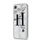 Personalised Marble Big Small Initials iPhone 14 Pro Max Glitter Tough Case Silver Angled Image